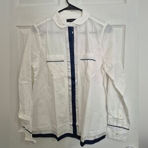 J. Crew White and Navy Shirt Jacket